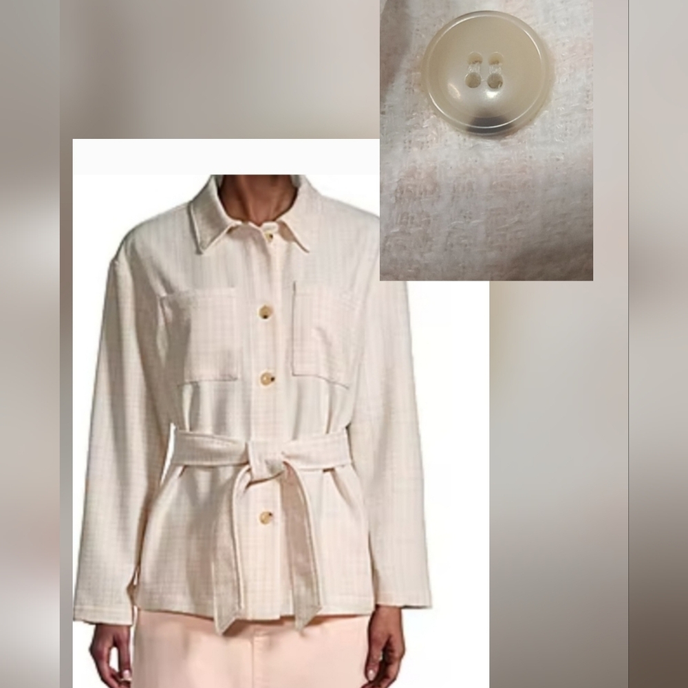 Liz Claiborne Pale Pink Tweed Shacket with Belt Large
